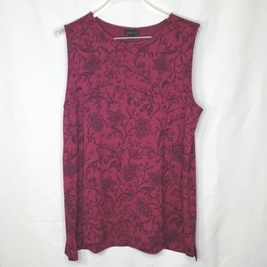 J.Jill Sleeveless Tank Top Floral Fushia Purple XL NWOT